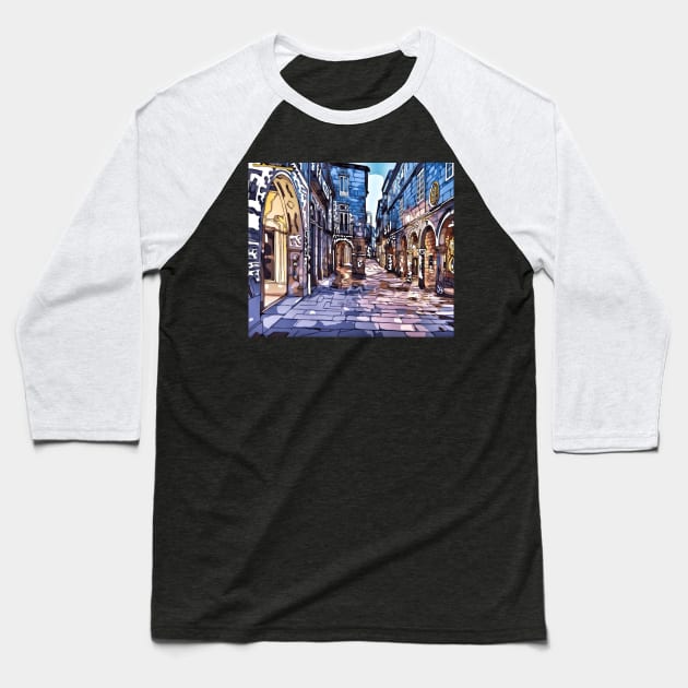 Santiago de Compostela, Vilar Street, illustrations from Galicia way of st james Baseball T-Shirt by Cachaldora